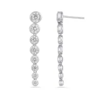 Sterling Silver Cubic Zirconia Luxe Uptown Linear Earrings