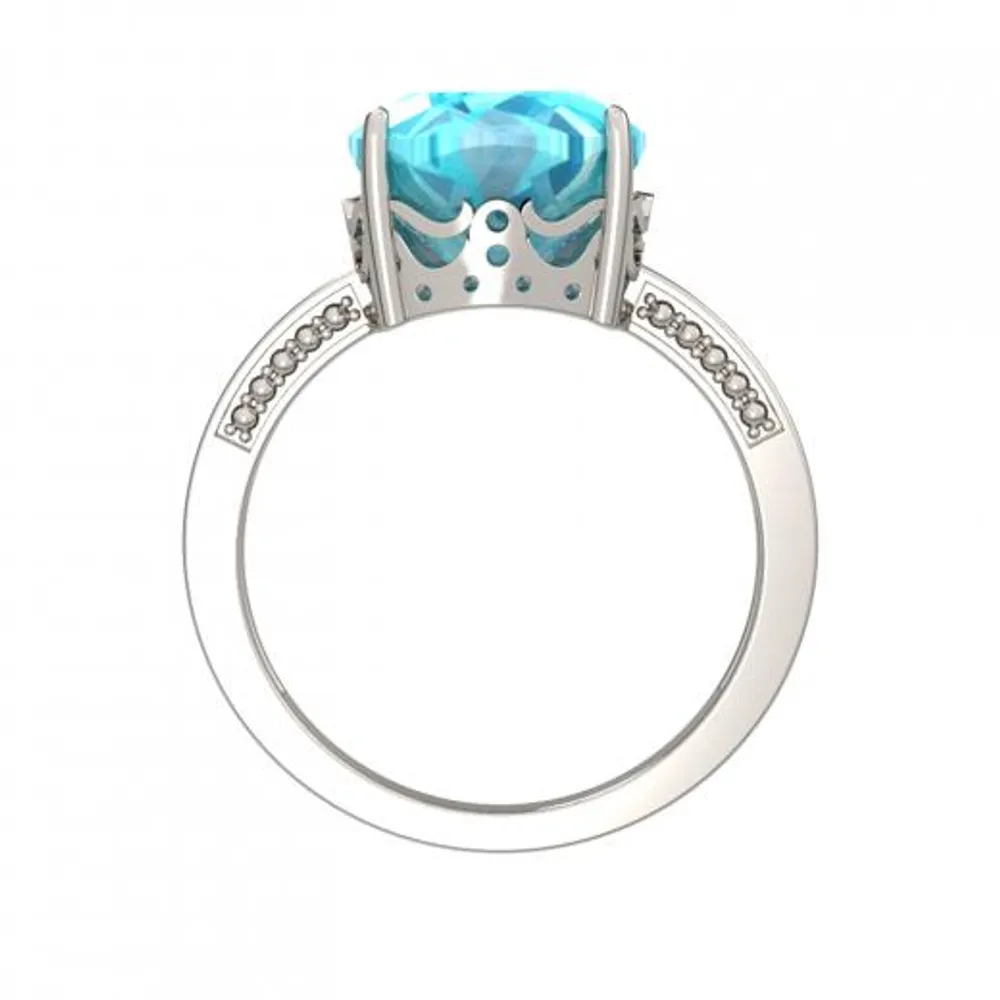 Sterling Silver Blue Topaz & Diamond Ring