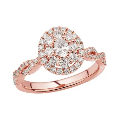 14K Rose Gold 1.00CTW Diamond Bridal Ring