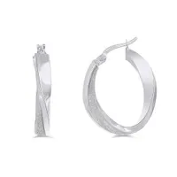 Sterling Silver Glitter Twist Hoop Earrings