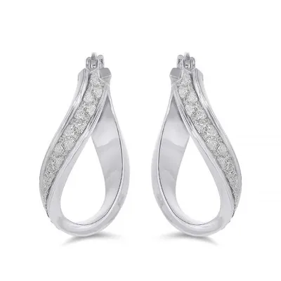 Sterling Silver Glitter Twist Hoop Earrings