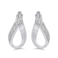 Sterling Silver Glitter Twist Hoop Earrings