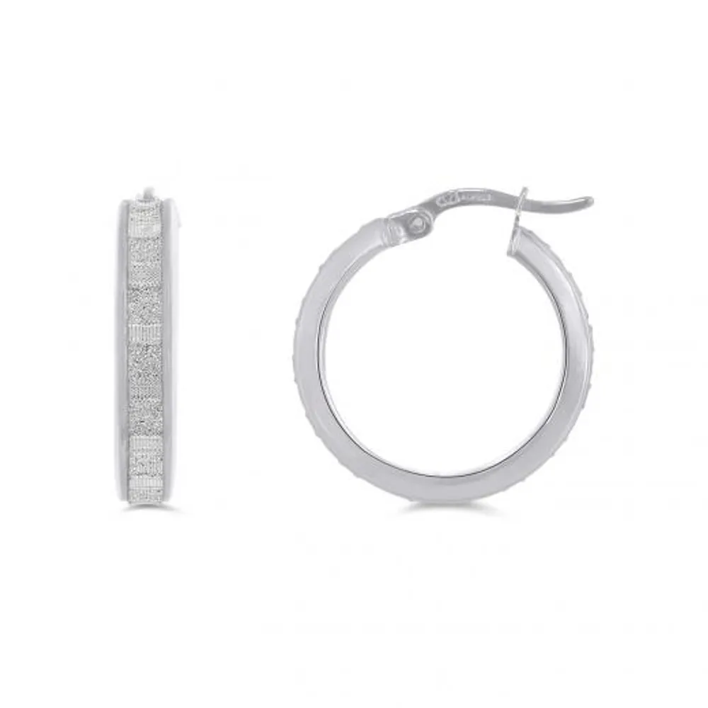 Sterling Silver Glitter Twist Hoop Earrings