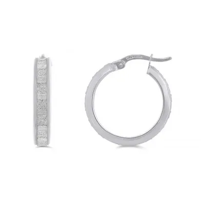 Sterling Silver Glitter Twist Hoop Earrings