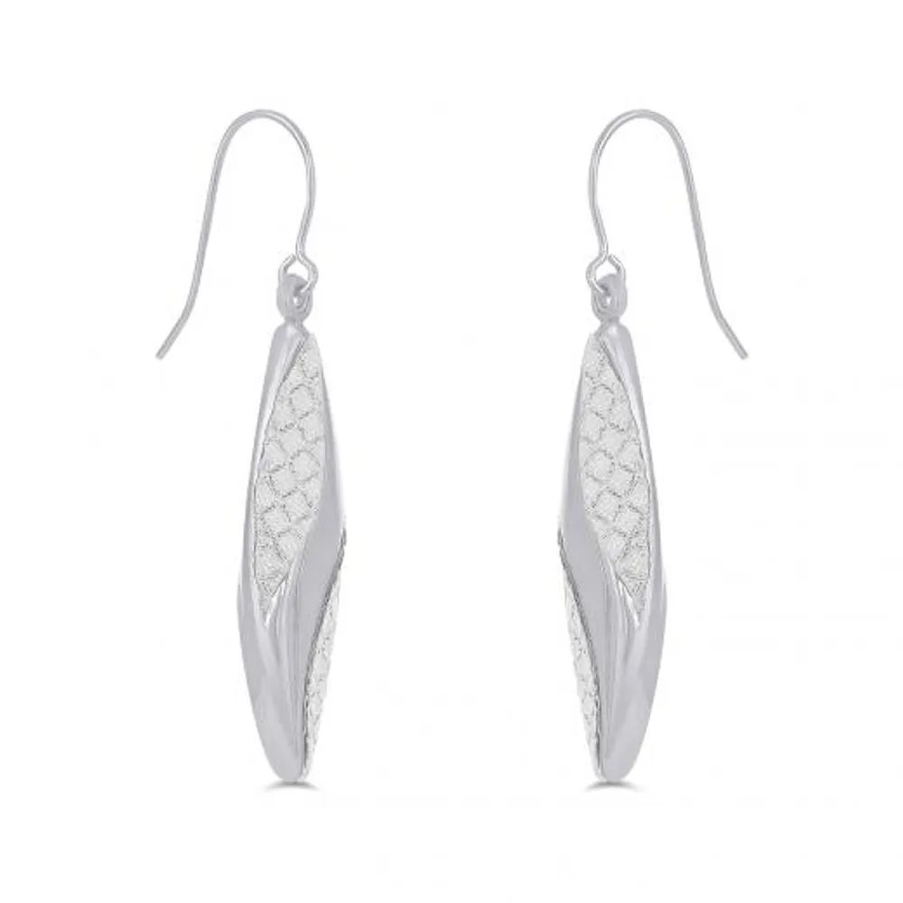 Sterling Silver Glitter Twist Drop Earrings