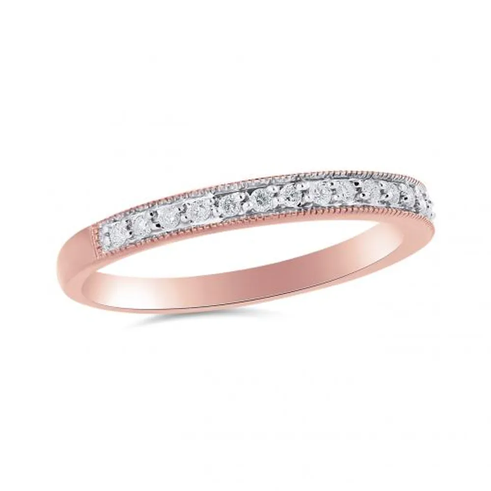 10K Rose Gold 0.12CTW Stackable Diamond Ring