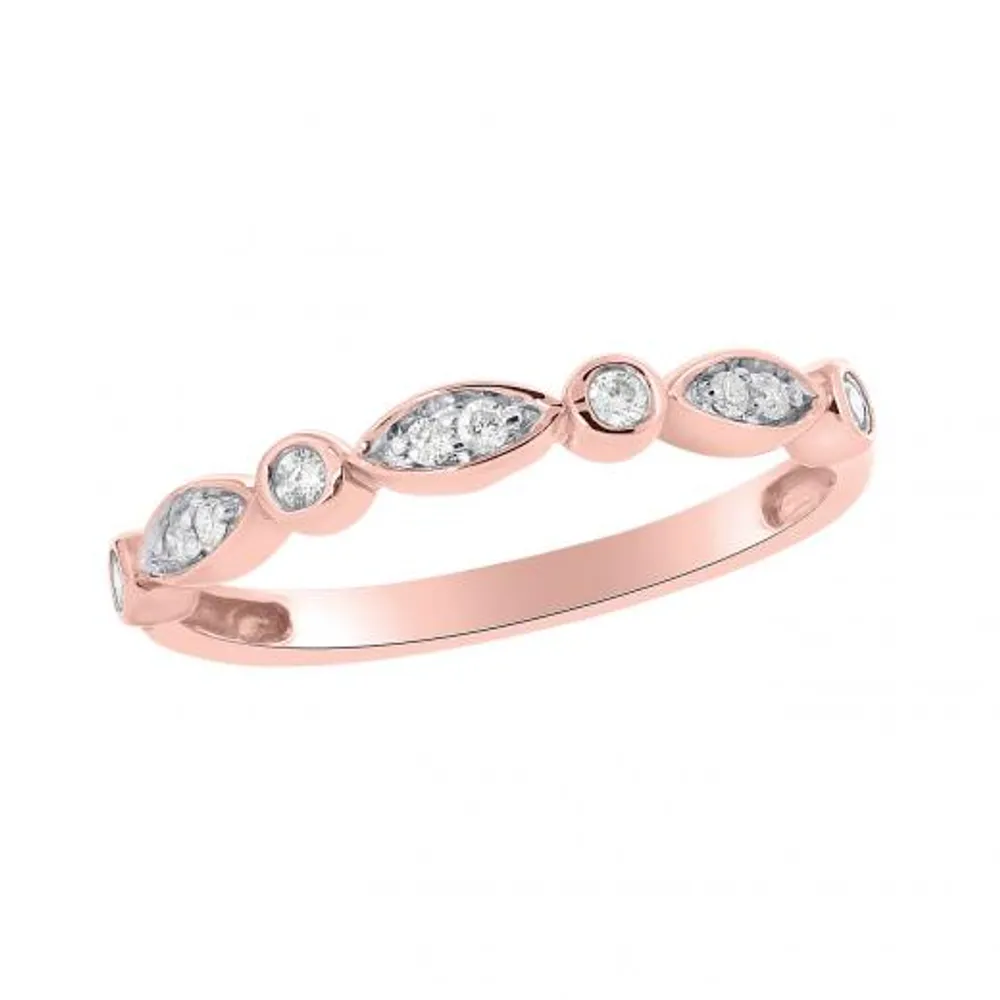 10K Rose Gold 0.10CTW Stackable Diamond Ring