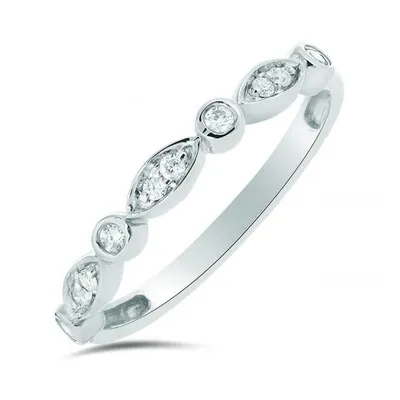 10K White Gold 0.10CTW Stackable Diamond Ring