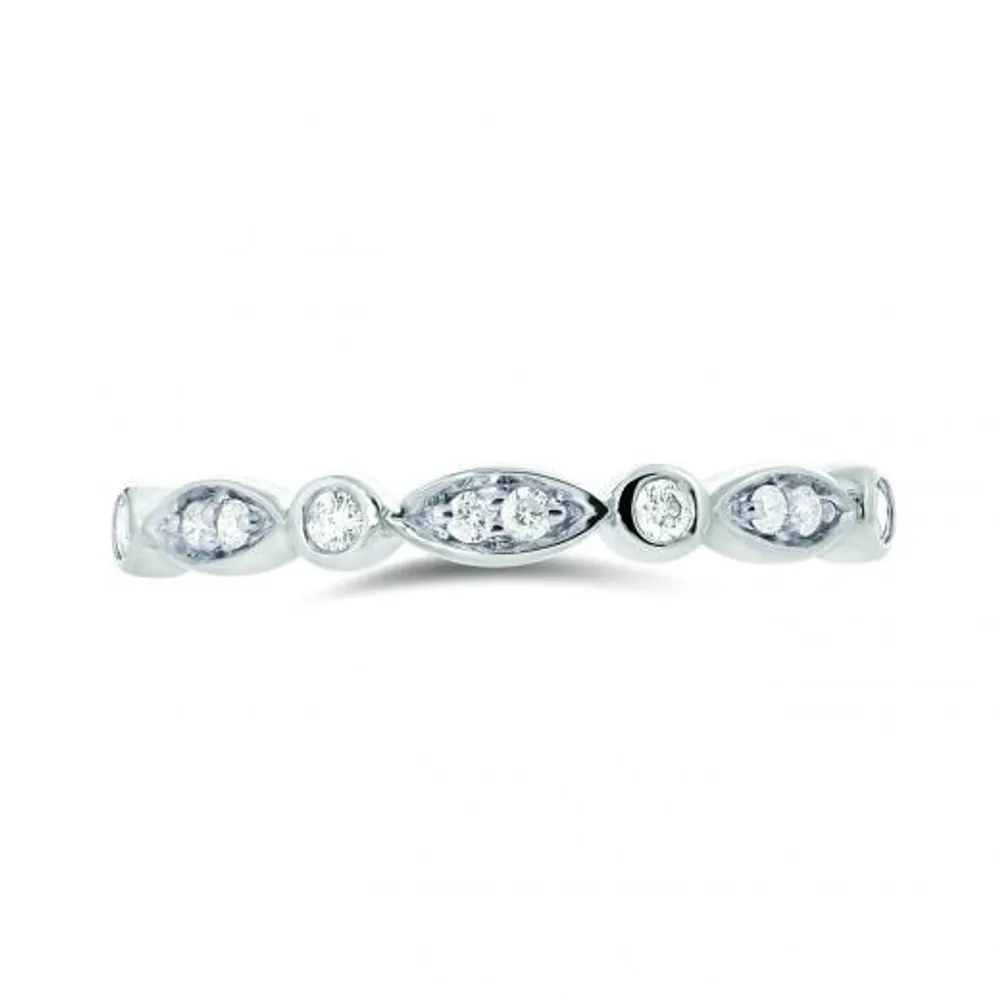 10K White Gold 0.10CTW Stackable Diamond Ring