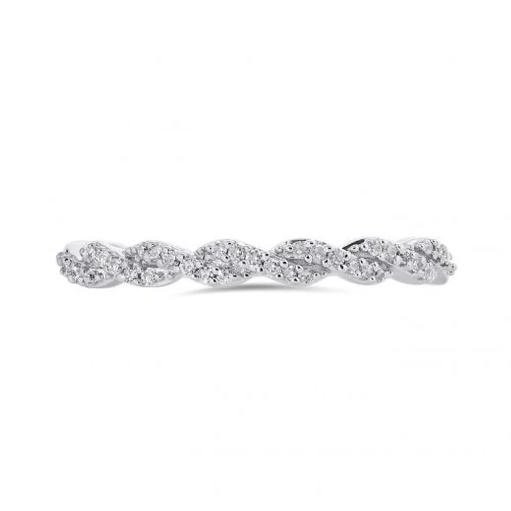 10K White Gold 0.11CTW Stackable Diamond Ring