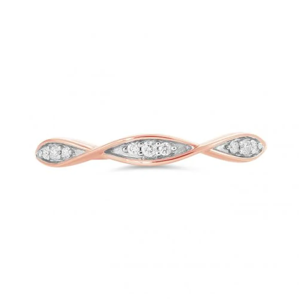 10K Rose Gold 0.05CTW Stackable Diamond Ring