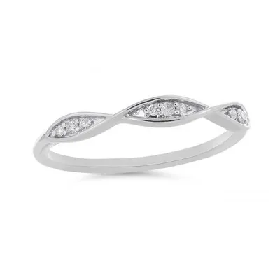 10K White Gold 0.05CTW Stackable Diamond Ring