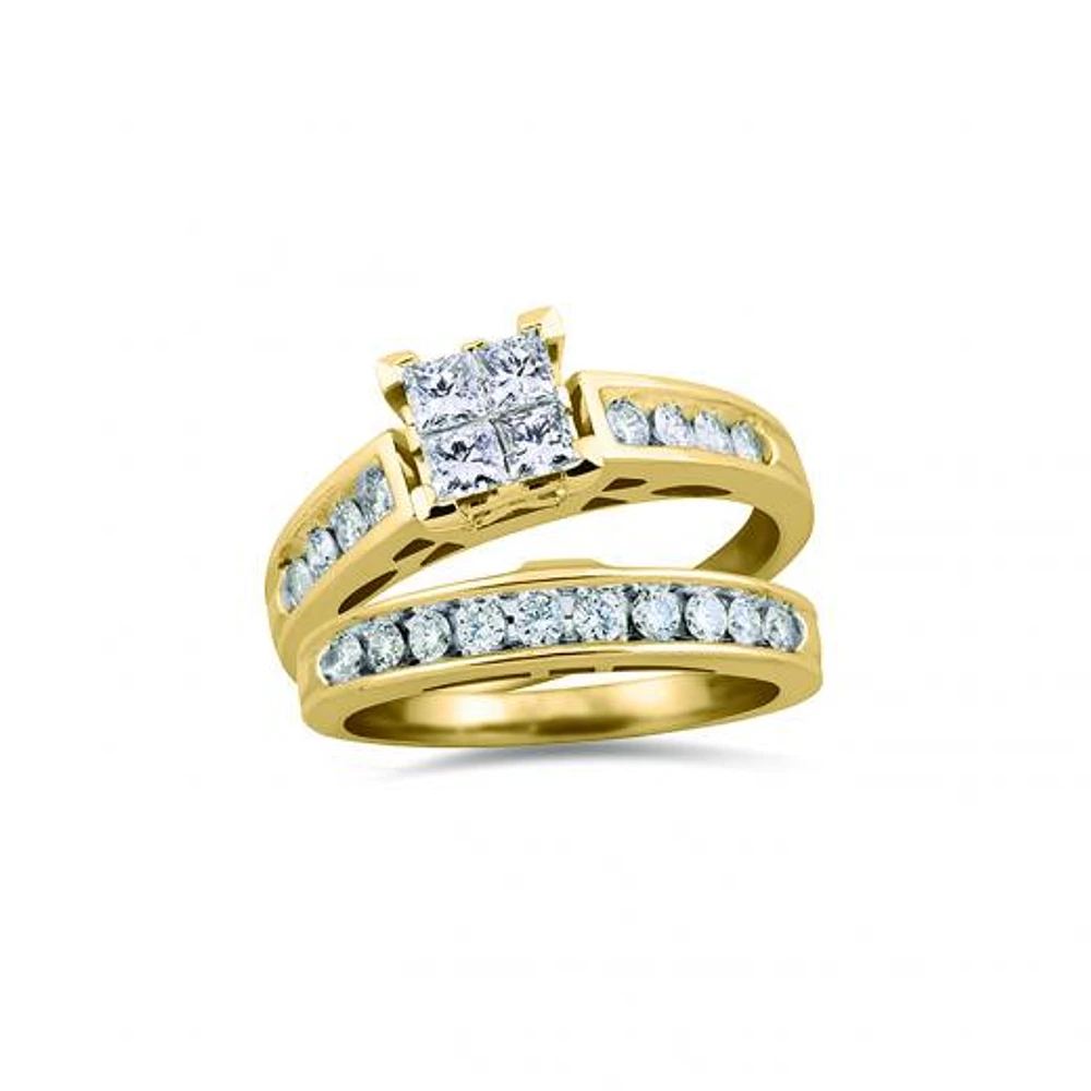 14K Yellow Gold 1.00CTW Princessa Bridal Set