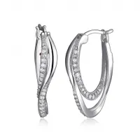 Elle "Ocean" Cubic Zirconia 24X15mm Hoop Earrings