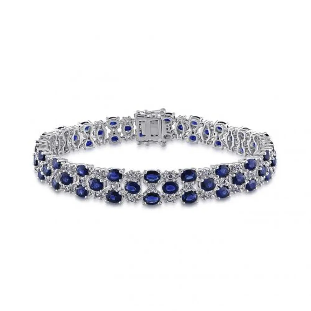 Julianna B 14K White Gold 15.75CTW Blue & White Sapphire 7.25" Bracelet