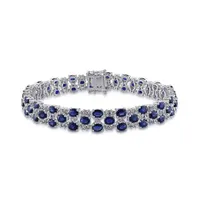 Julianna B 14K White Gold 15.75CTW Blue & White Sapphire 7.25" Bracelet