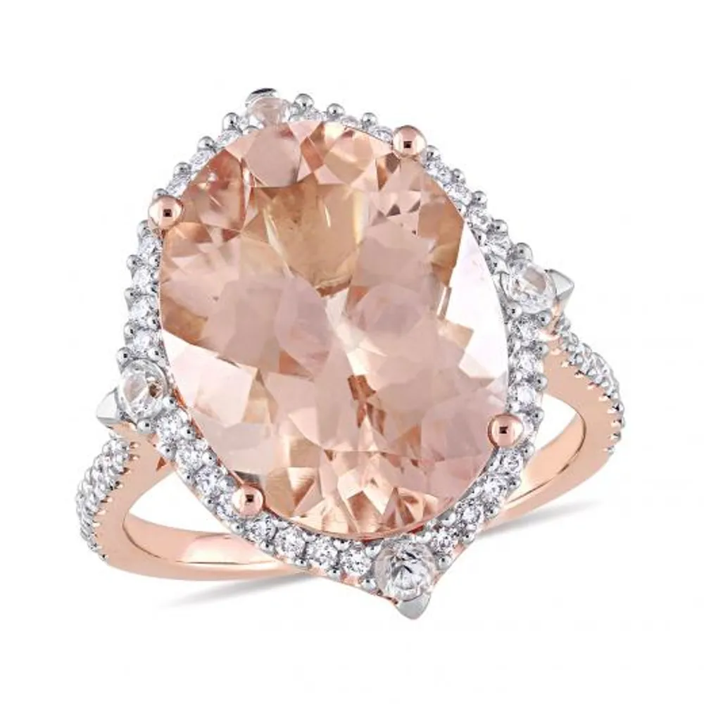 Julianna B 14K Rose Gold Morganite, White Sapphire & Diamond Ring