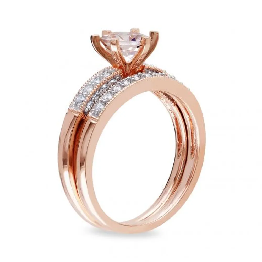 Julianna B 10K Rose Gold 0.33CTW Diamond & Morganite Bridal Set