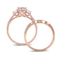 Julianna B 10K Rose Gold 0.14CTW Diamond & Morganite Bridal Set