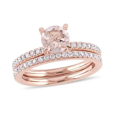 Julianna B 14K Rose Gold 0.60CTW Diamond & Morganite Bridal Set