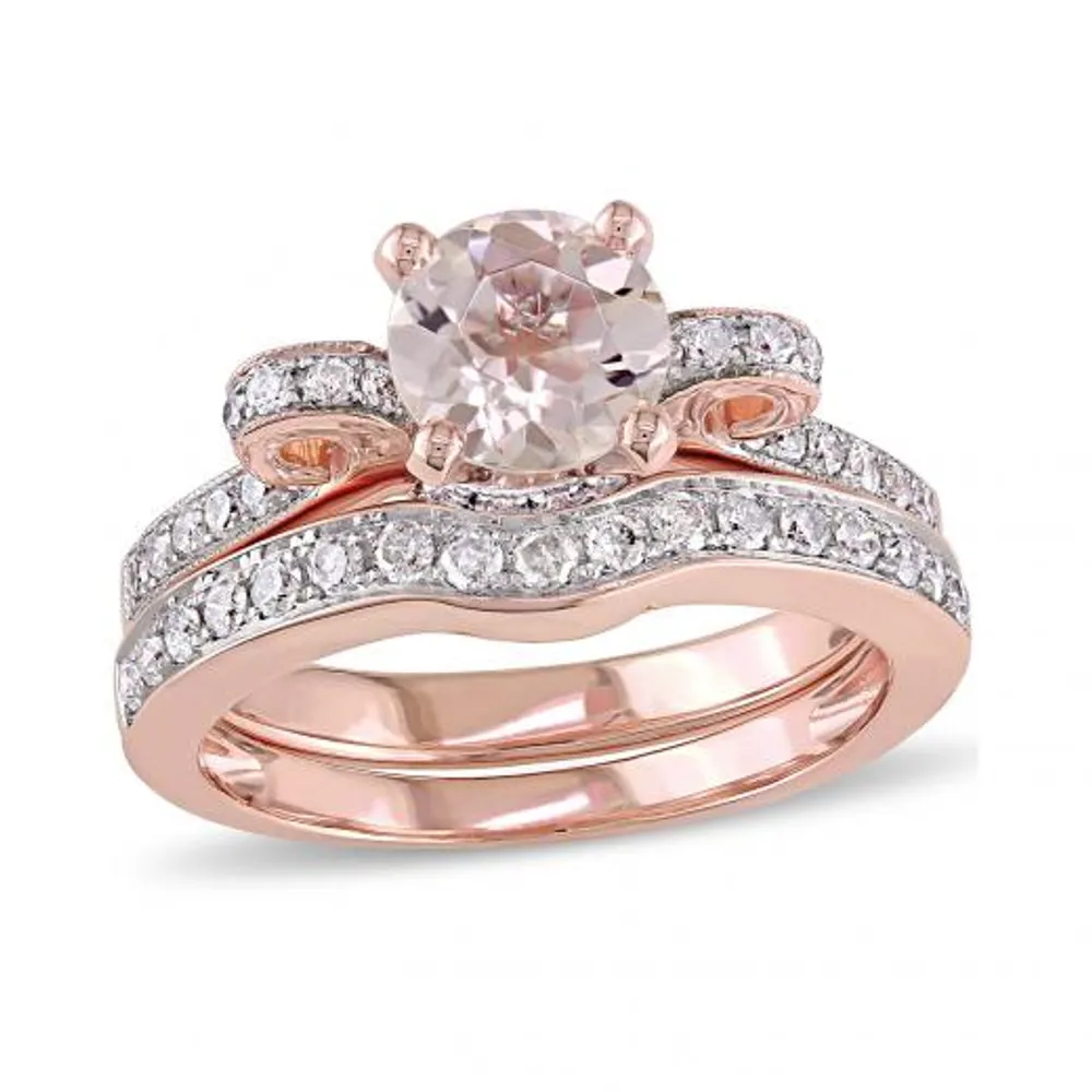 Julianna B 14K Rose Gold 0.50CTW Diamond & Morganite Bridal Set