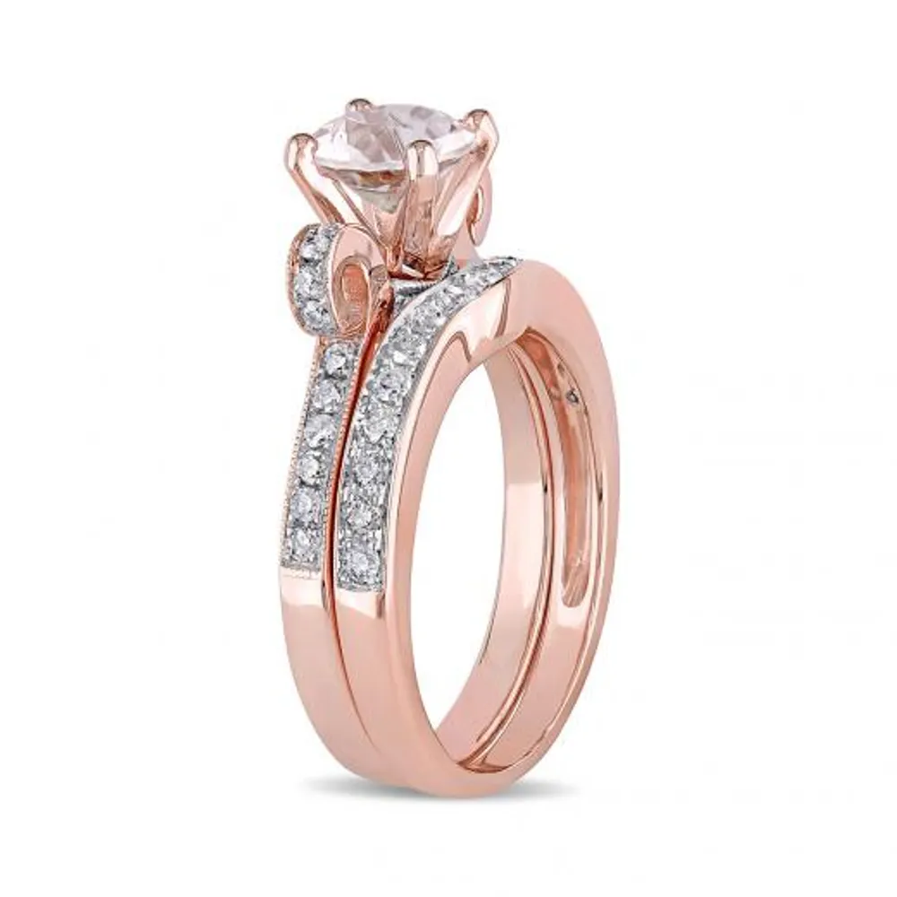 Julianna B 14K Rose Gold 0.50CTW Diamond & Morganite Bridal Set