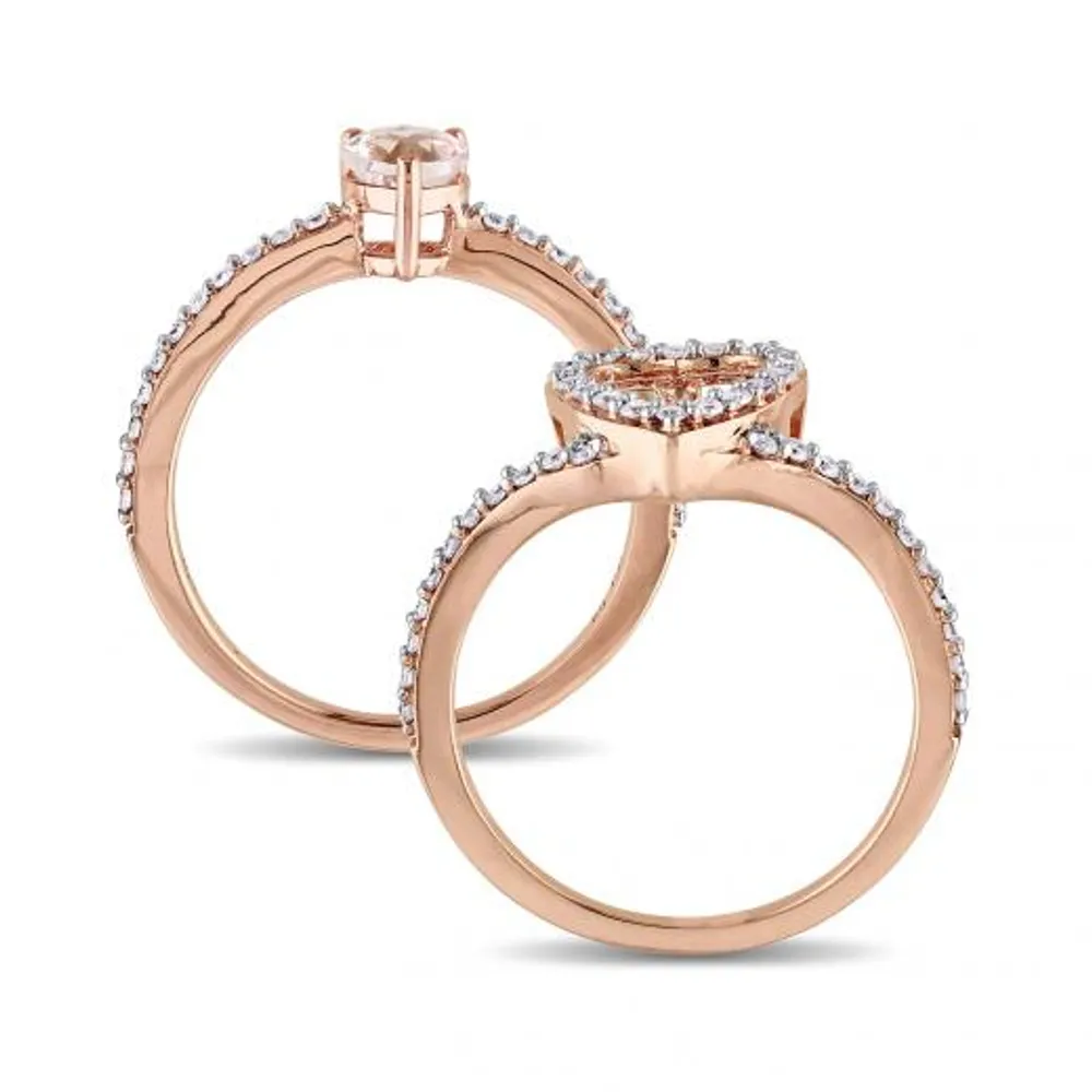 Julianna B 10K Rose Gold 0.50CTW Diamond & Morganite Bridal Set