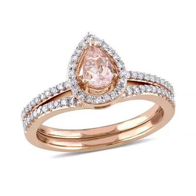 Julianna B 10K Rose Gold 0.33CTW Diamond & Morganite Bridal Set