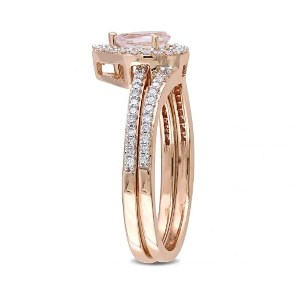 Julianna B 10K Rose Gold 0.33CTW Diamond & Morganite Bridal Set