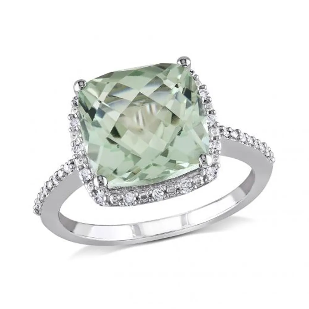 Julianna B 10K White Gold 0.10CTW Diamond & Green Quartz Ring