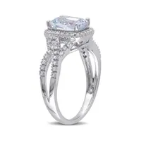 Julianna B 10K White Gold Aquamarine & Diamond Ring