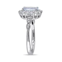 Julianna B 14K White Gold 0.05CTW Diamond & Aquamarine Ring