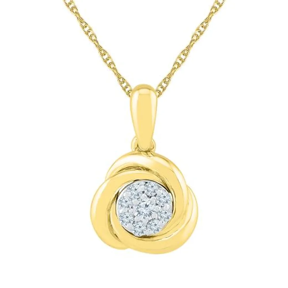 10K Yellow Gold Knot Pendant 0.15CTW