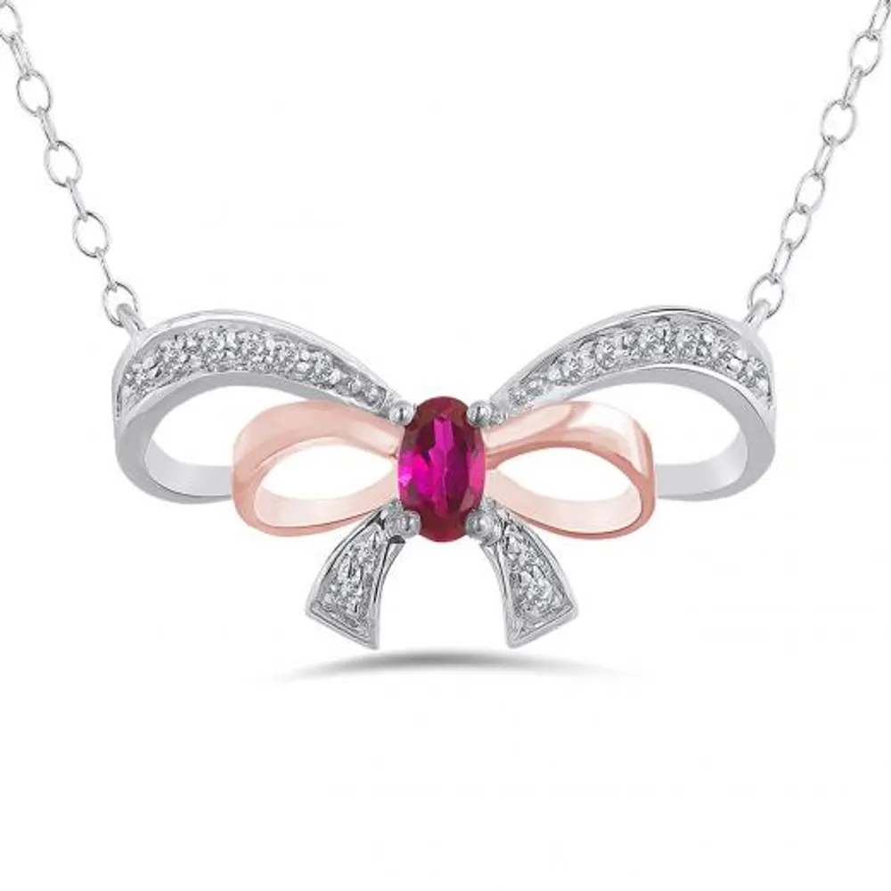 Enchanted Disney Sterling Silver 10K Rose Gold Diamond Necklace