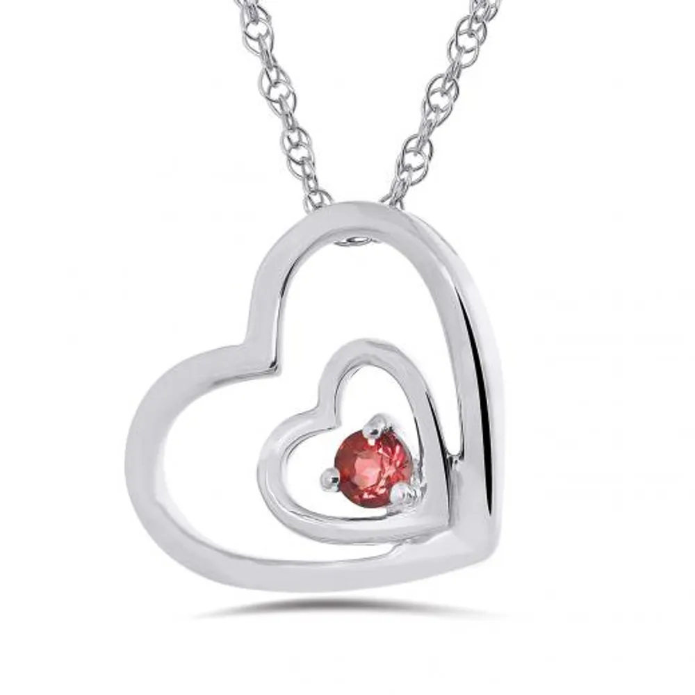 Sterling Silver Ruby Heart Pendant