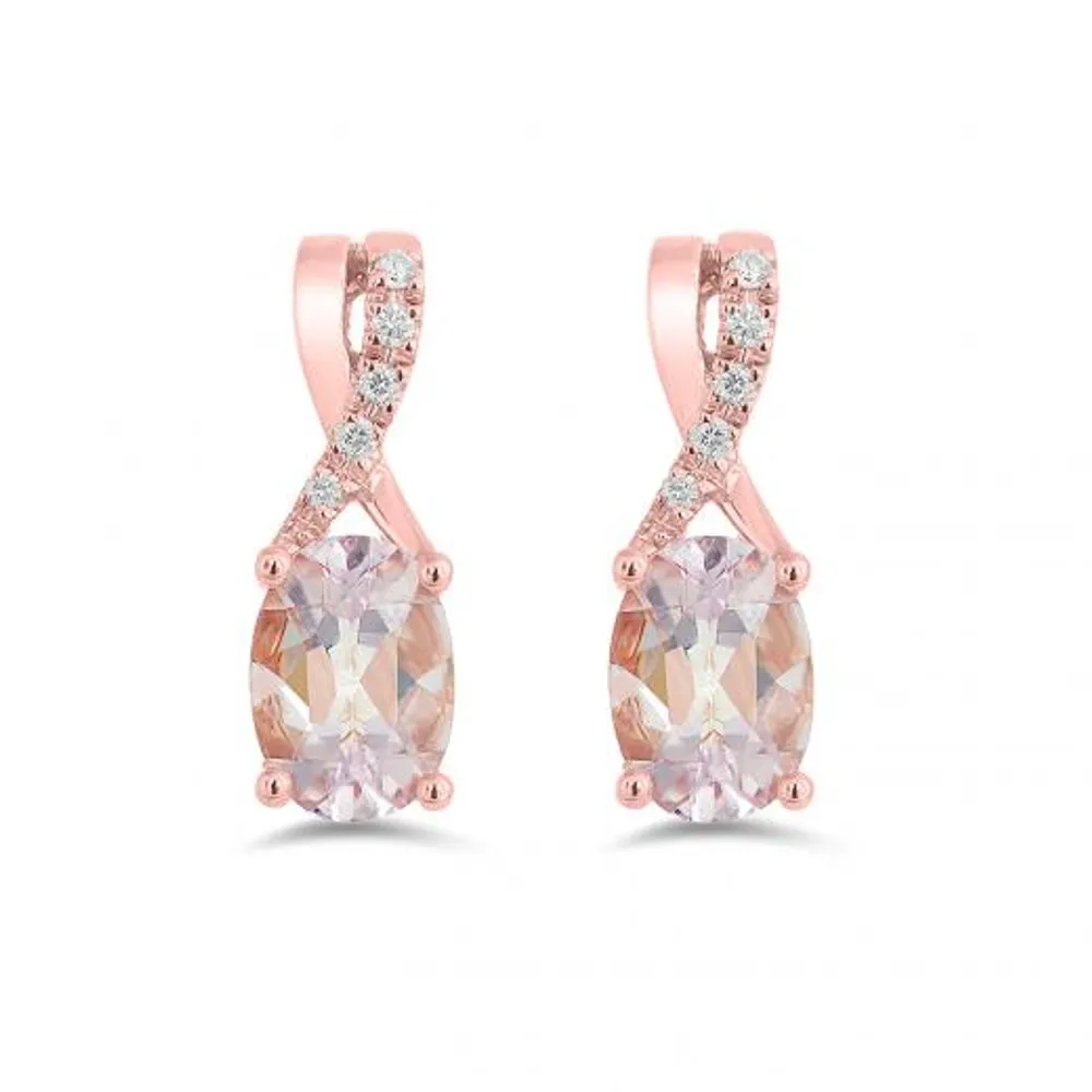 10K Rose Gold Morganite & Diamond Earrings