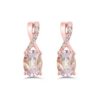 10K Rose Gold Morganite & Diamond Earrings