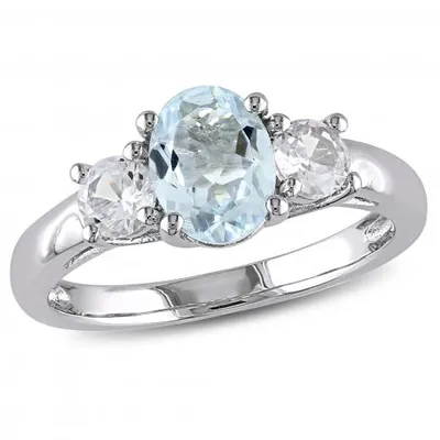 Julianna B Aquamarine & Created Sapphire Ring