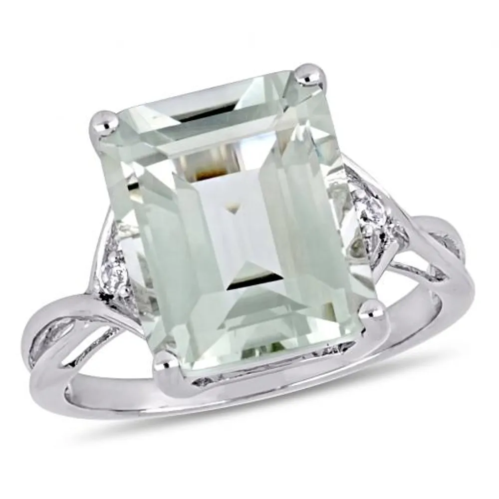 Julianna B Sterling Silver Green Amethyst & White Topaz Ring