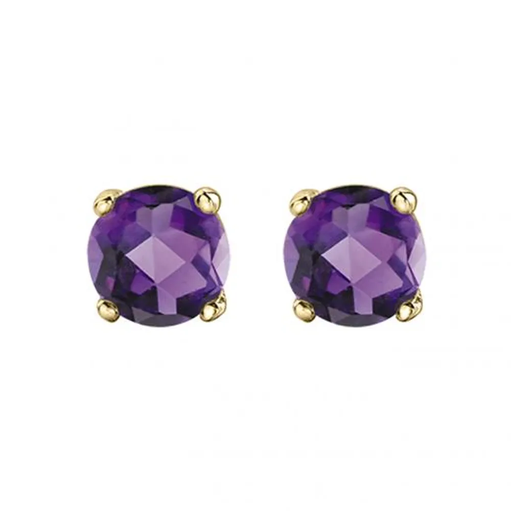 10K Gold Amethyst Stud Earrings