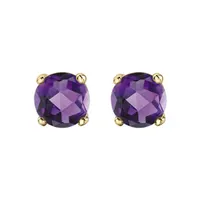 10K Gold Amethyst Stud Earrings