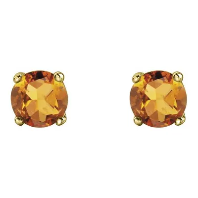 10K Gold Citrine Stud Earrings