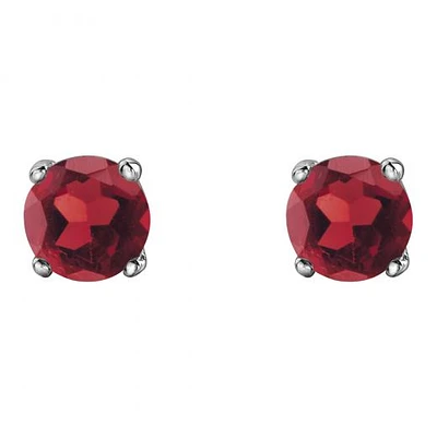 10K White Gold Garnet Stud Earrings