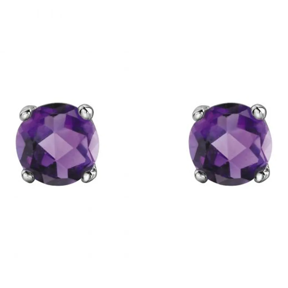 10K White Gold Amethyst Stud Earrings