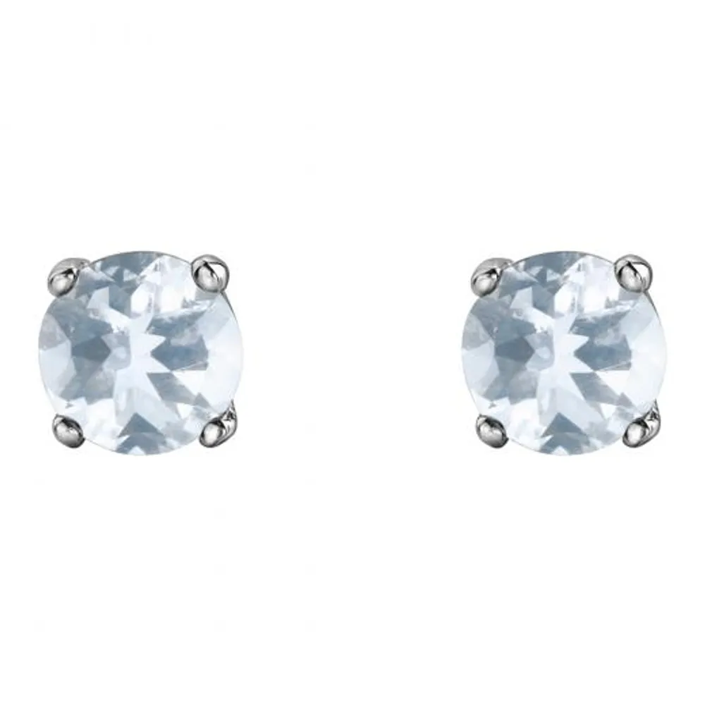 10K White Gold Aquamarine Stud Earrings