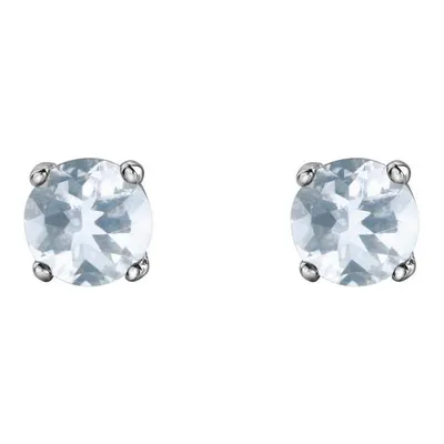 10K White Gold Aquamarine Stud Earrings