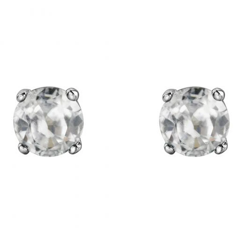10K White Gold White Topaz Stud Earrings