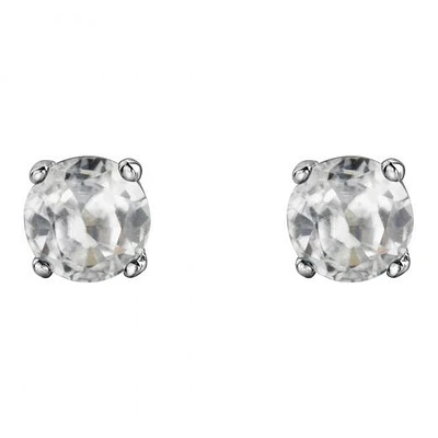 10K White Gold White Topaz Stud Earrings
