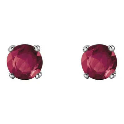 10K White Gold Ruby Stud Earrings