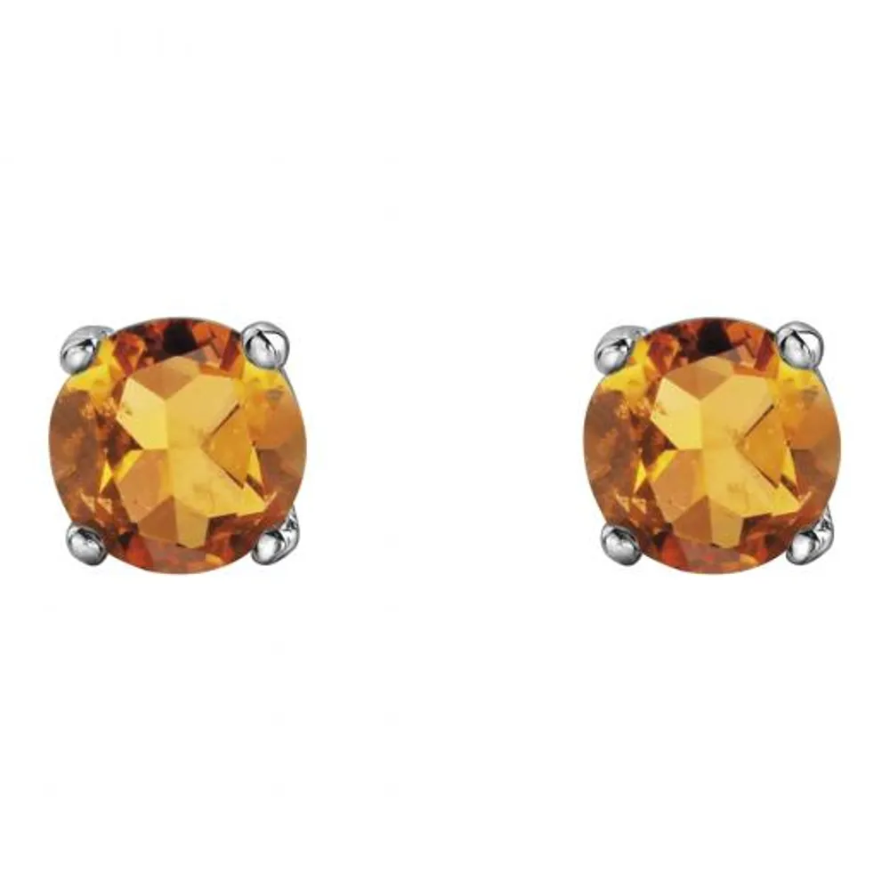 10K White Gold Citrine Stud Earrings